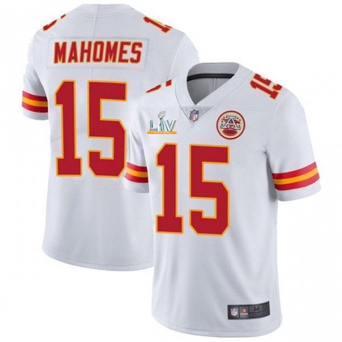 Men's Kansas City Chiefs #15 Patrick Mahomes White NFL 2021 Super Bowl LV Stitched Jersey
